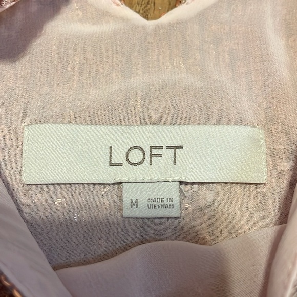 LOFT women’s medium 8 10 blouse Sequin V-Neck tank sleeveless pink shell party - Picture 4 of 6